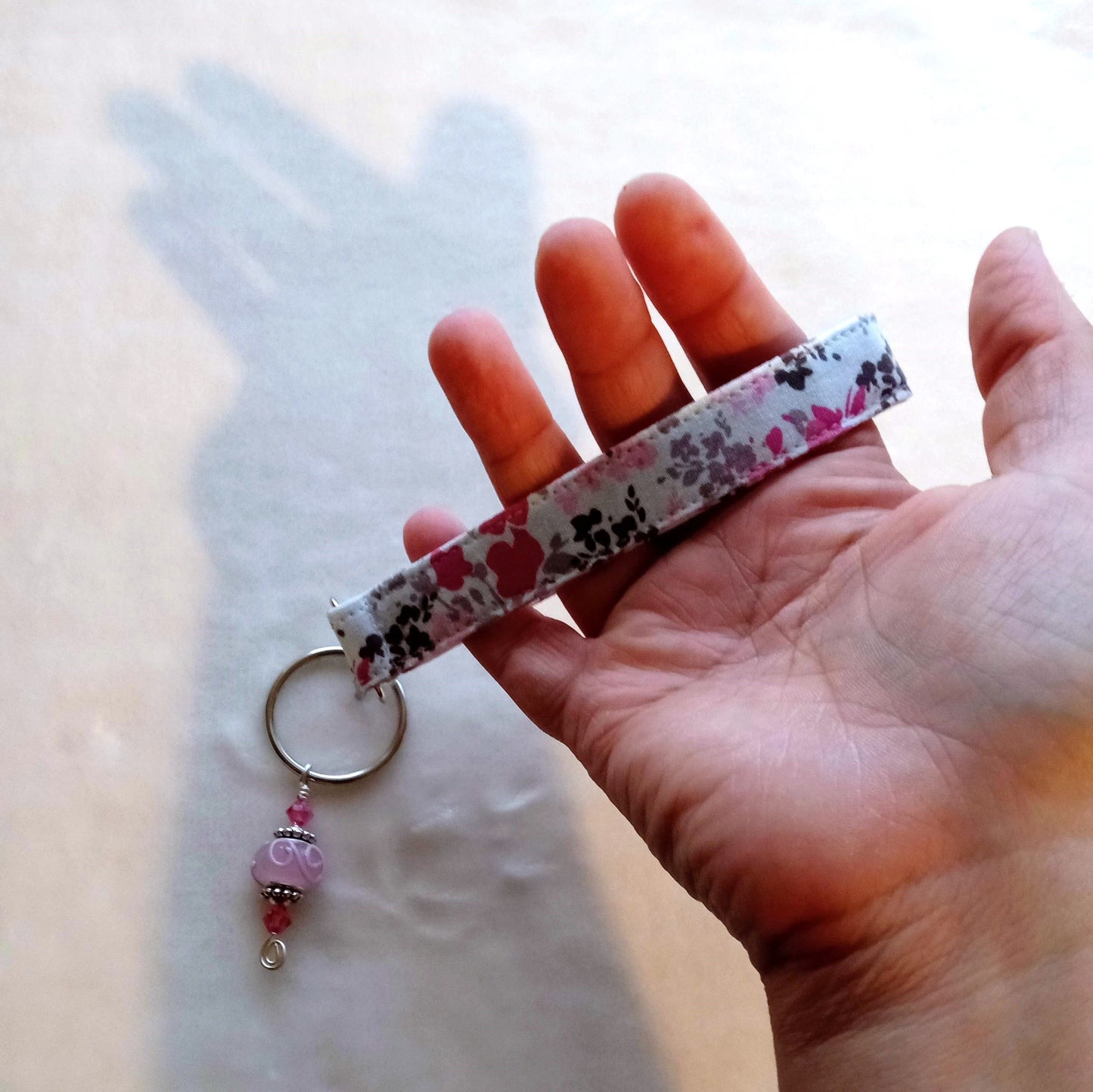 Floral Pink Key Fob, Wristlet