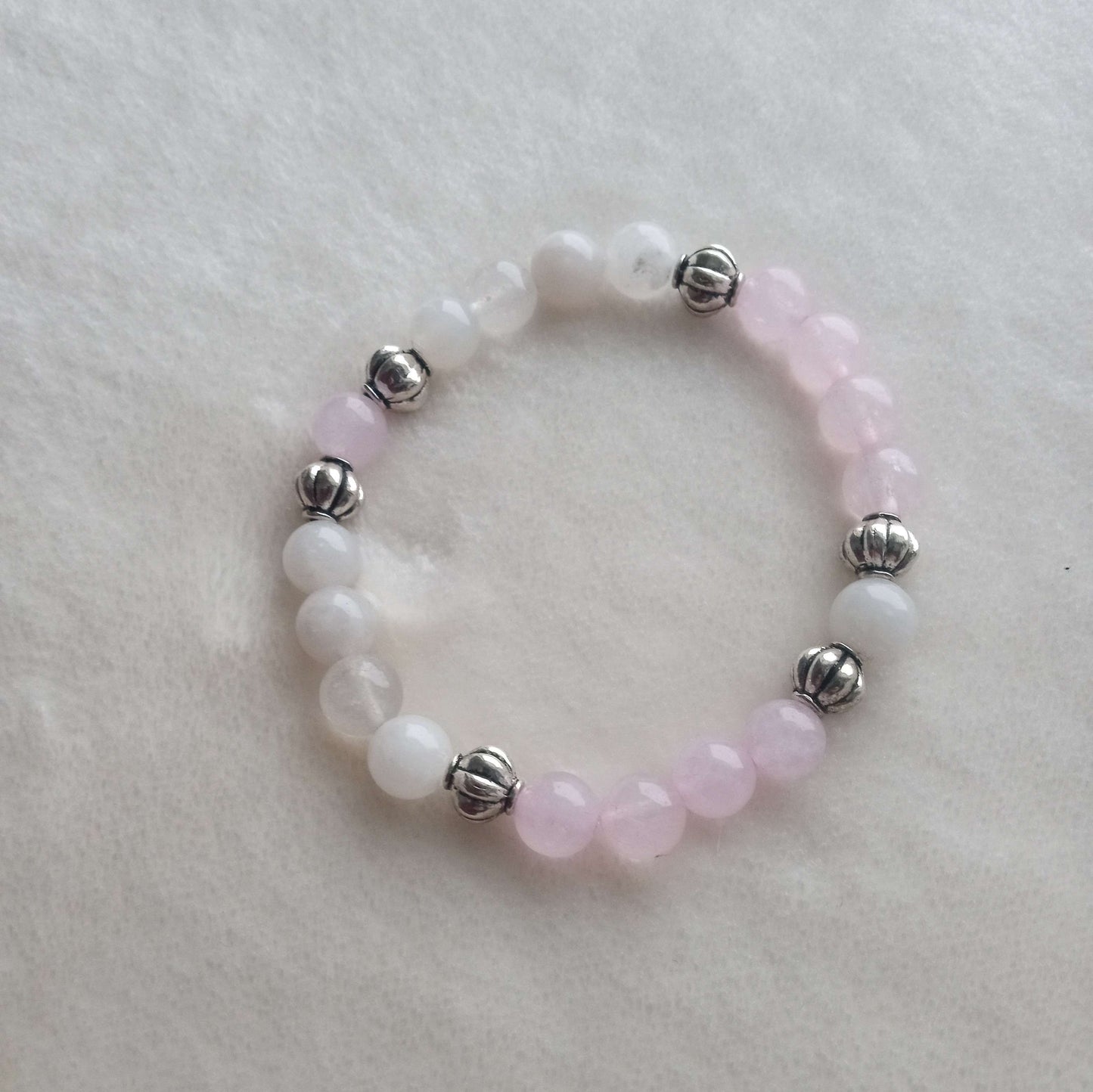 Quartz and Rose Quartz Gemstone Bracelet