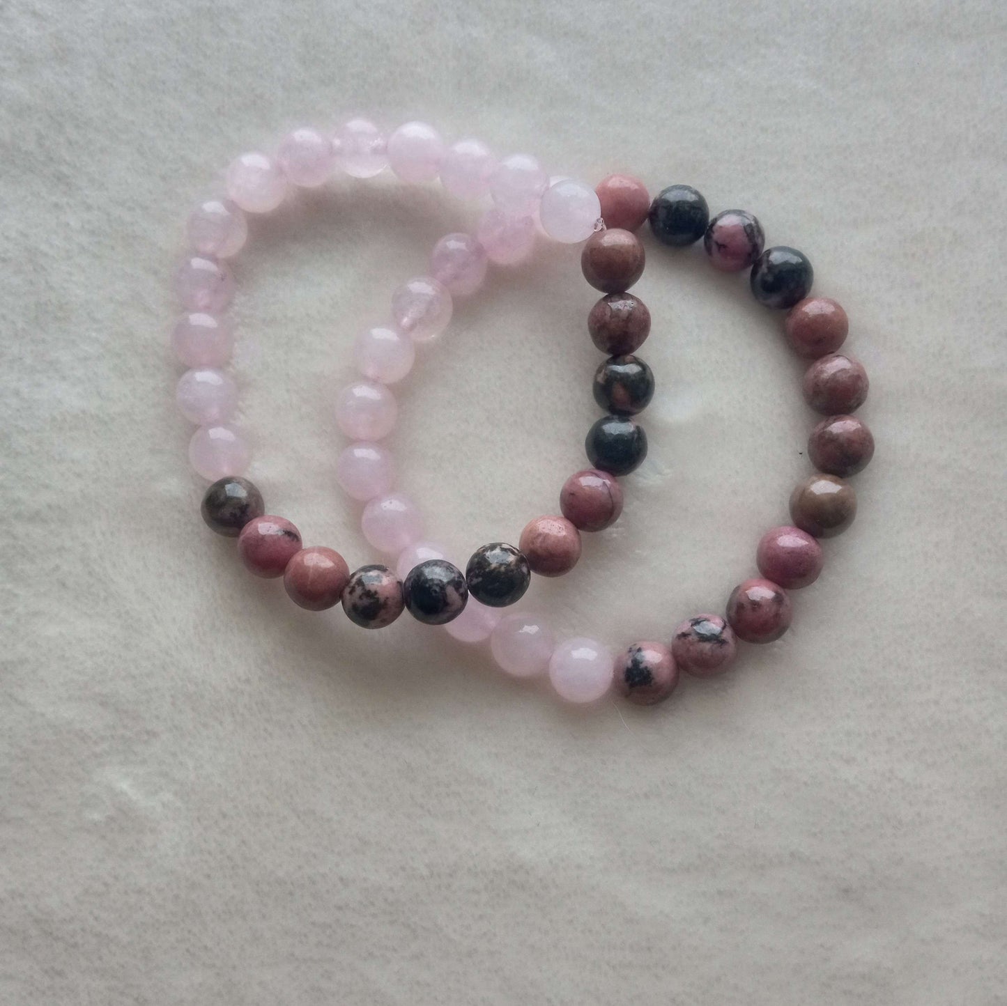 Rose Quartz and Rhodonite Gemstone Bracelet