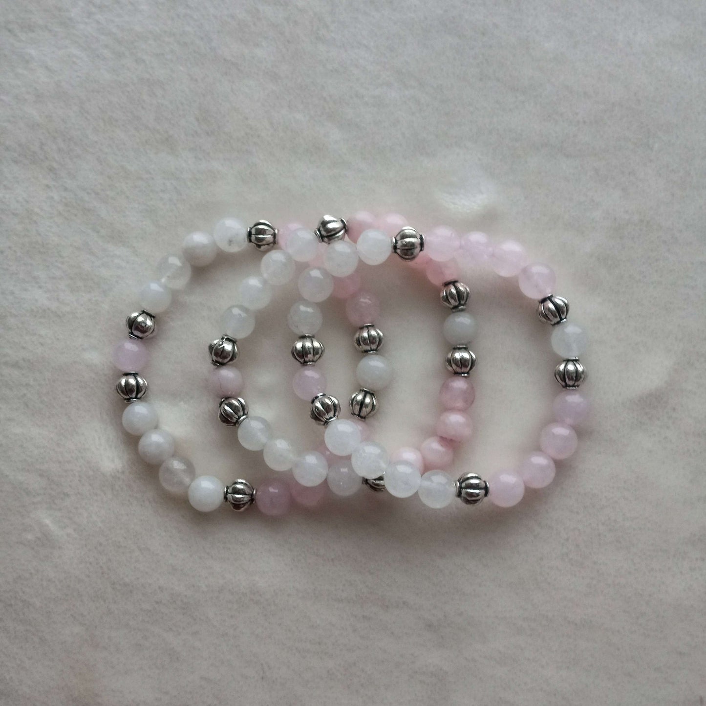 Quartz and Rose Quartz Gemstone Bracelet