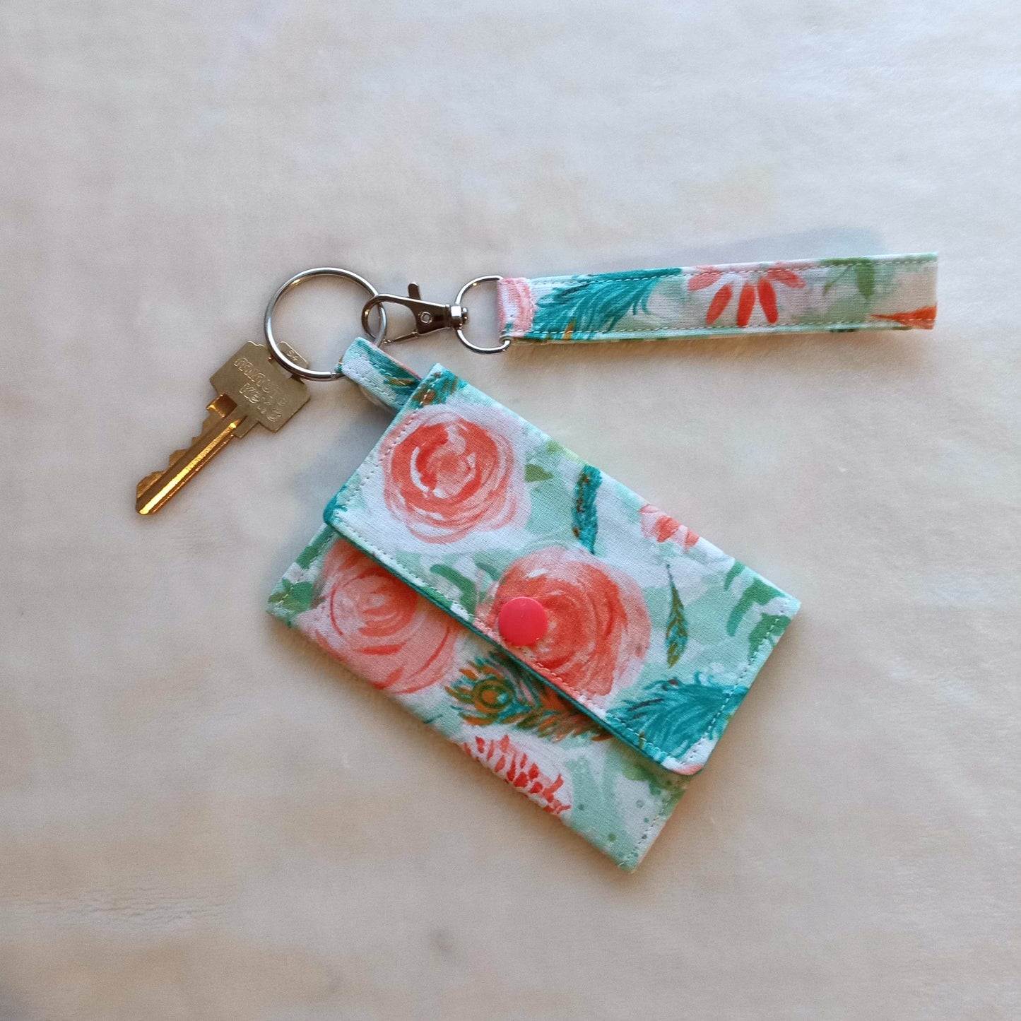 Peacock Roses Mini Wallet, Card Holder