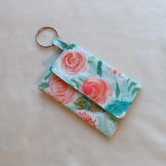 Peacock Roses Mini Wallet, Card Holder