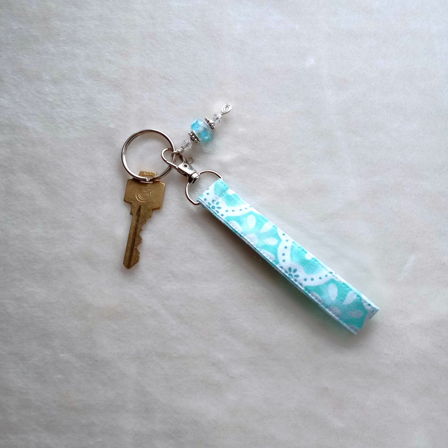 Spring Blue Key Fob, Wristlet