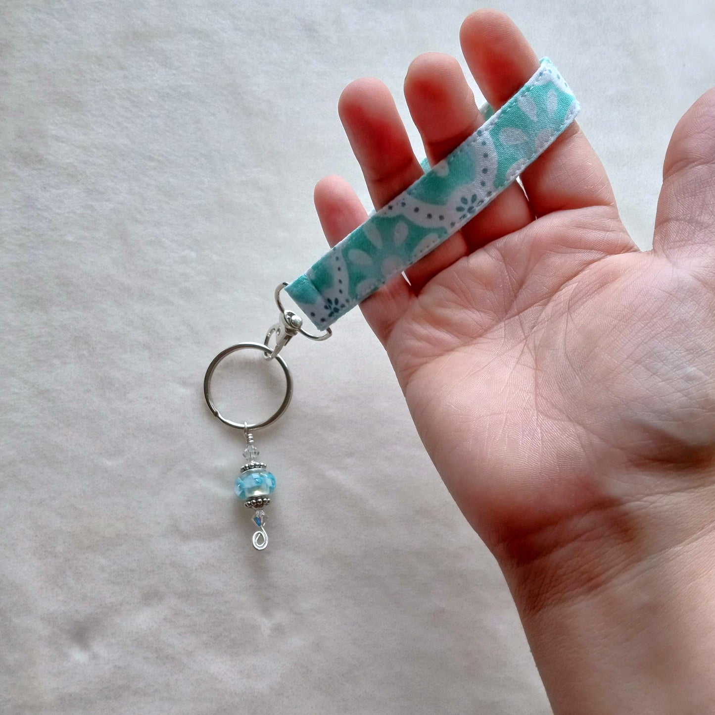 Spring Blue Key Fob, Wristlet