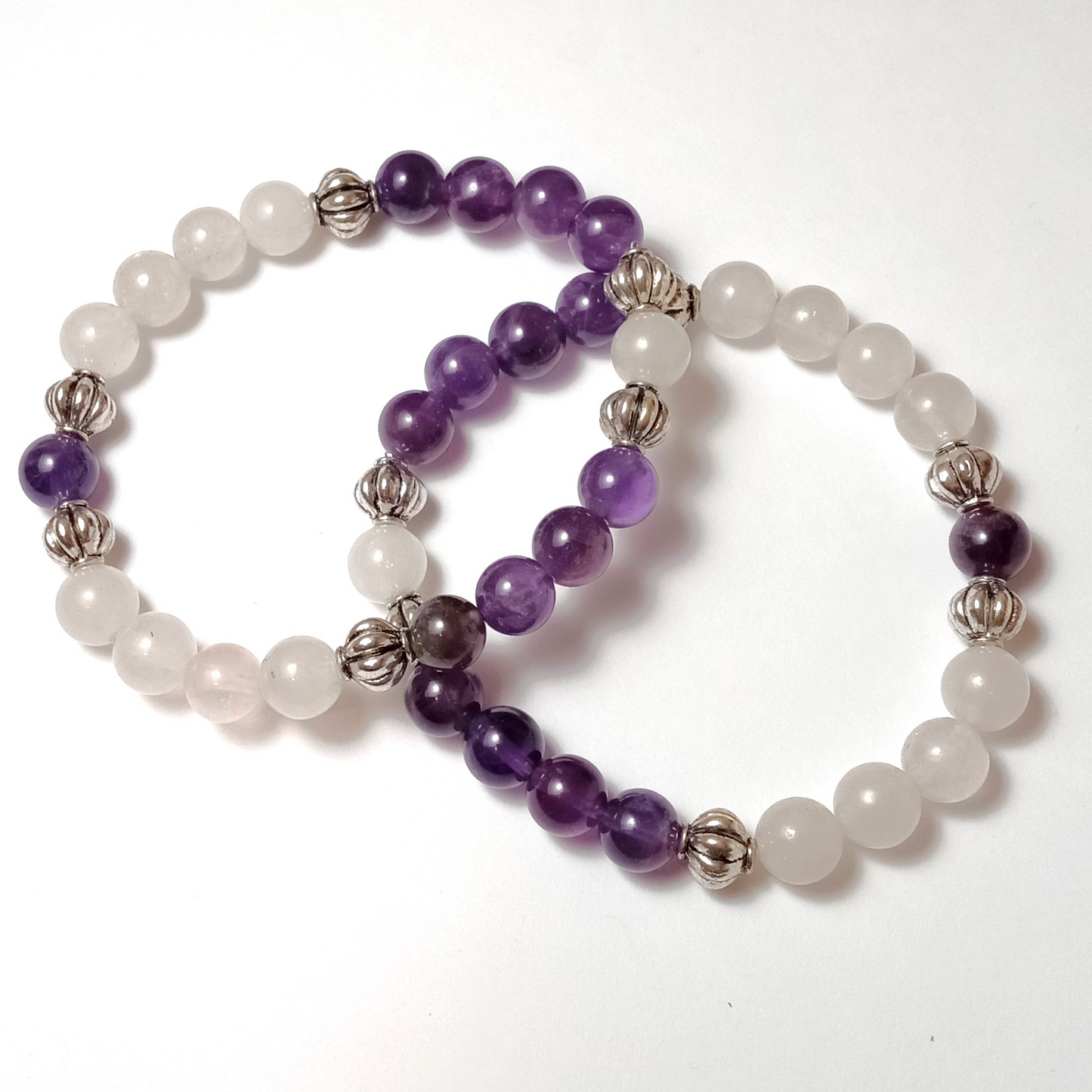 Amethyst and Quartz Gemstone Bracelet