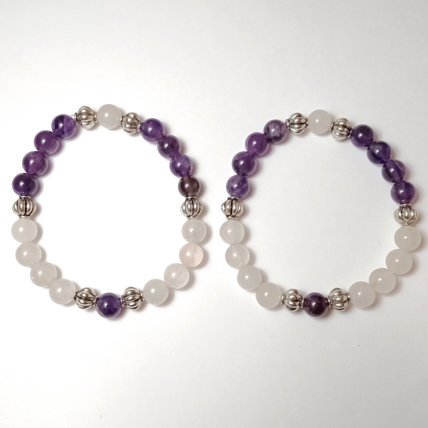Amethyst and Quartz Gemstone Bracelet