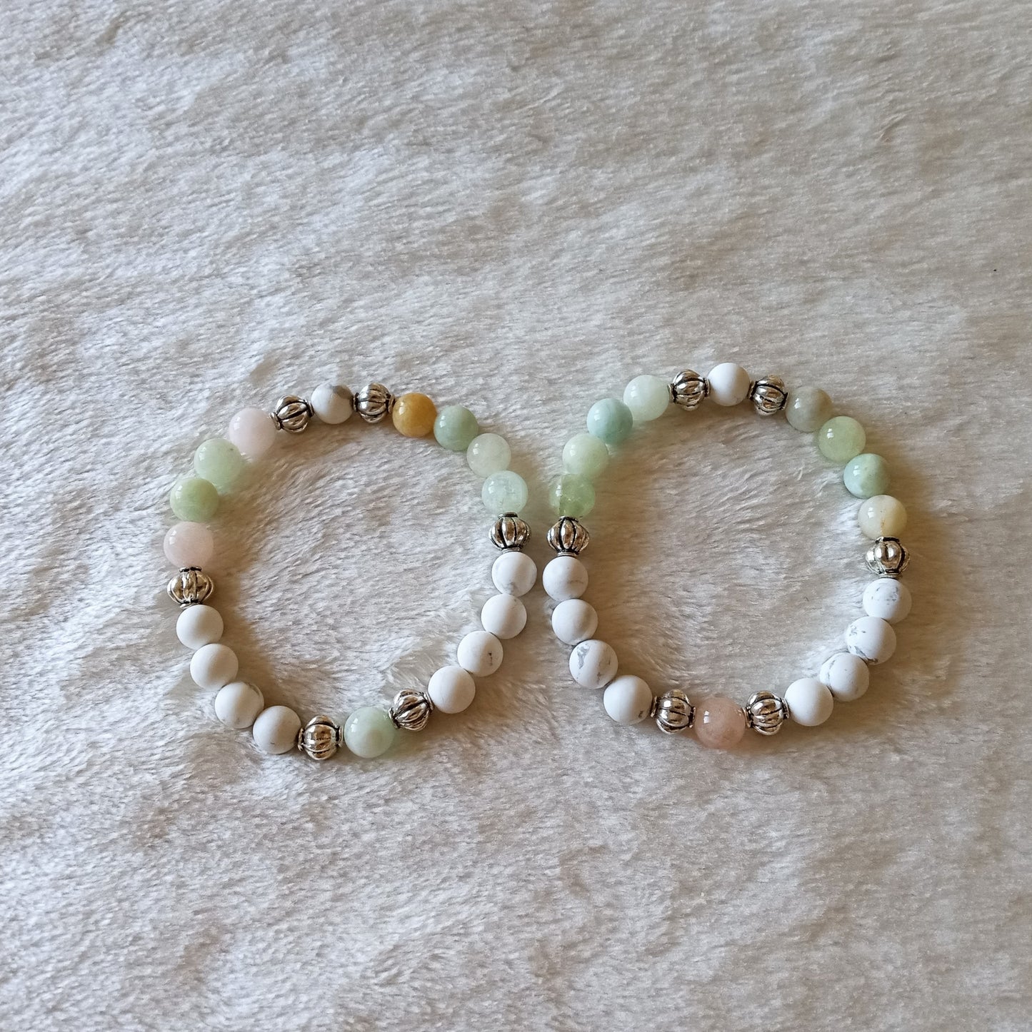 Morganite and Howlite Gemstone Bracelet