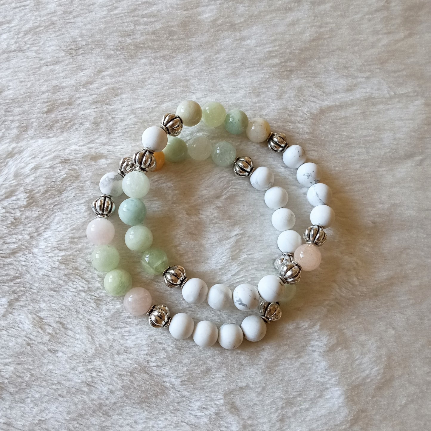 Morganite and Howlite Gemstone Bracelet