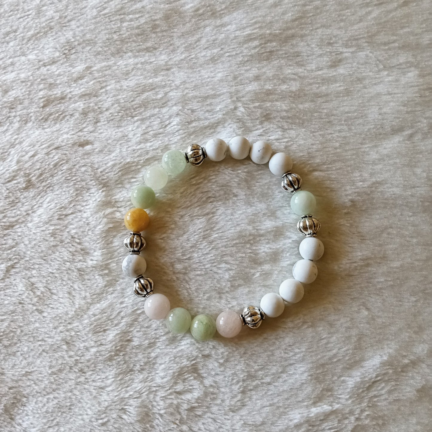 Morganite and Howlite Gemstone Bracelet