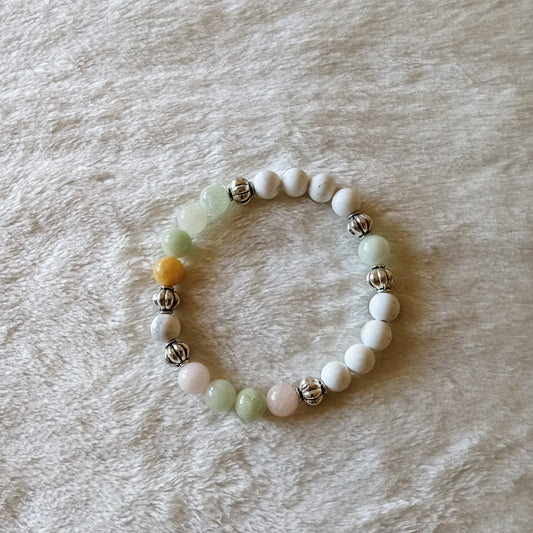 Morganite and Howlite Gemstone Bracelet