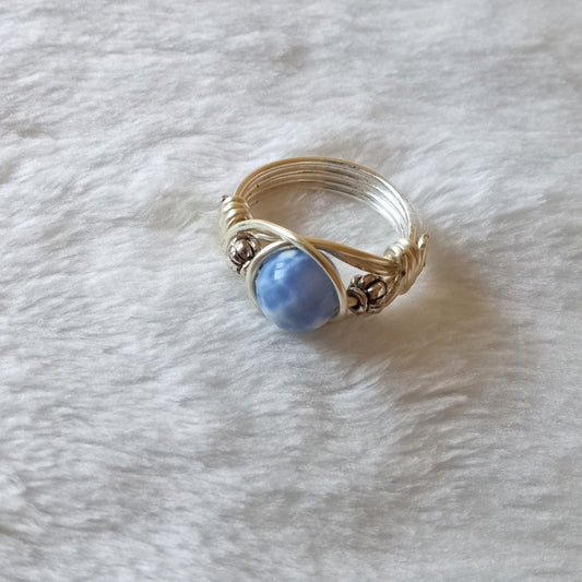 Blue-Lace Agate Wire Wrapped Ring
