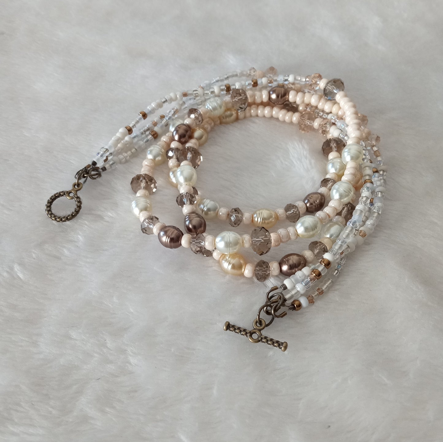 Champagne Freshwater Pearl and Crystal Necklace