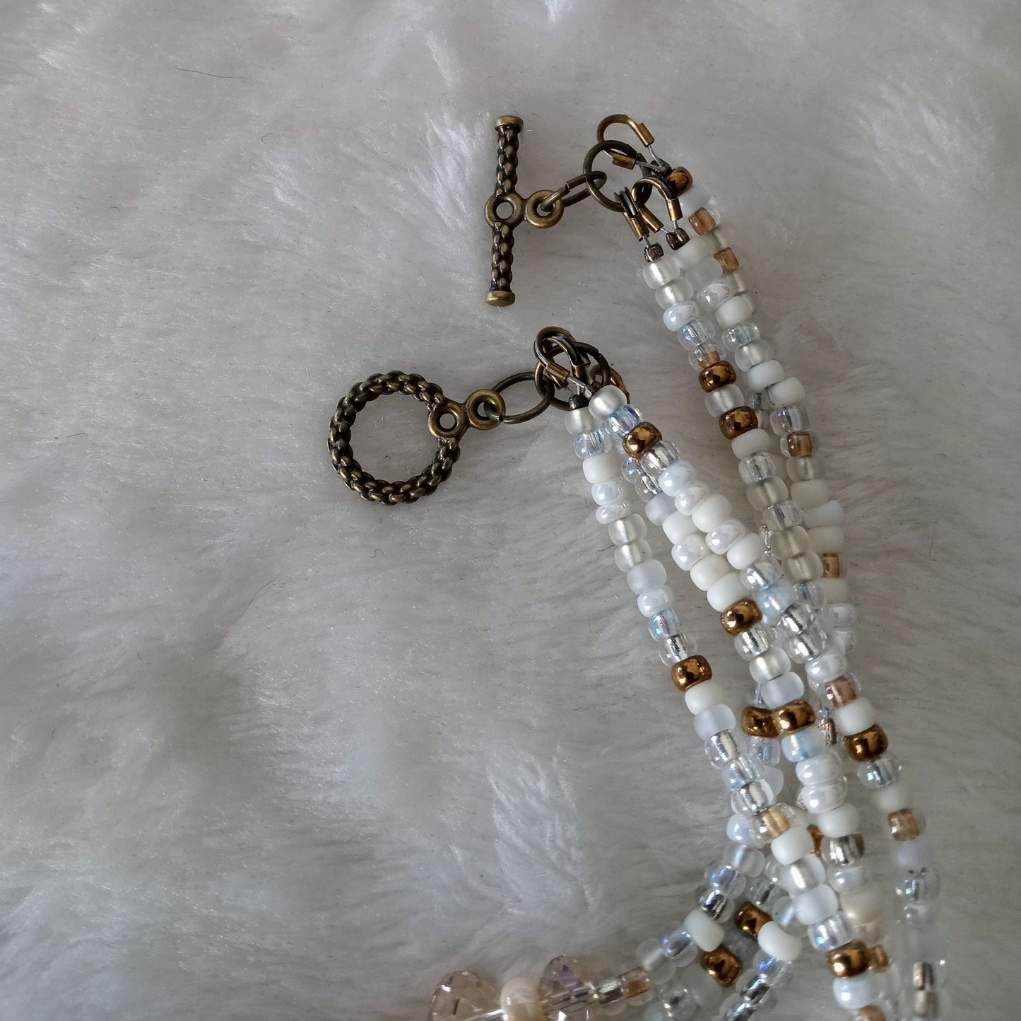 Champagne Freshwater Pearl and Crystal Necklace