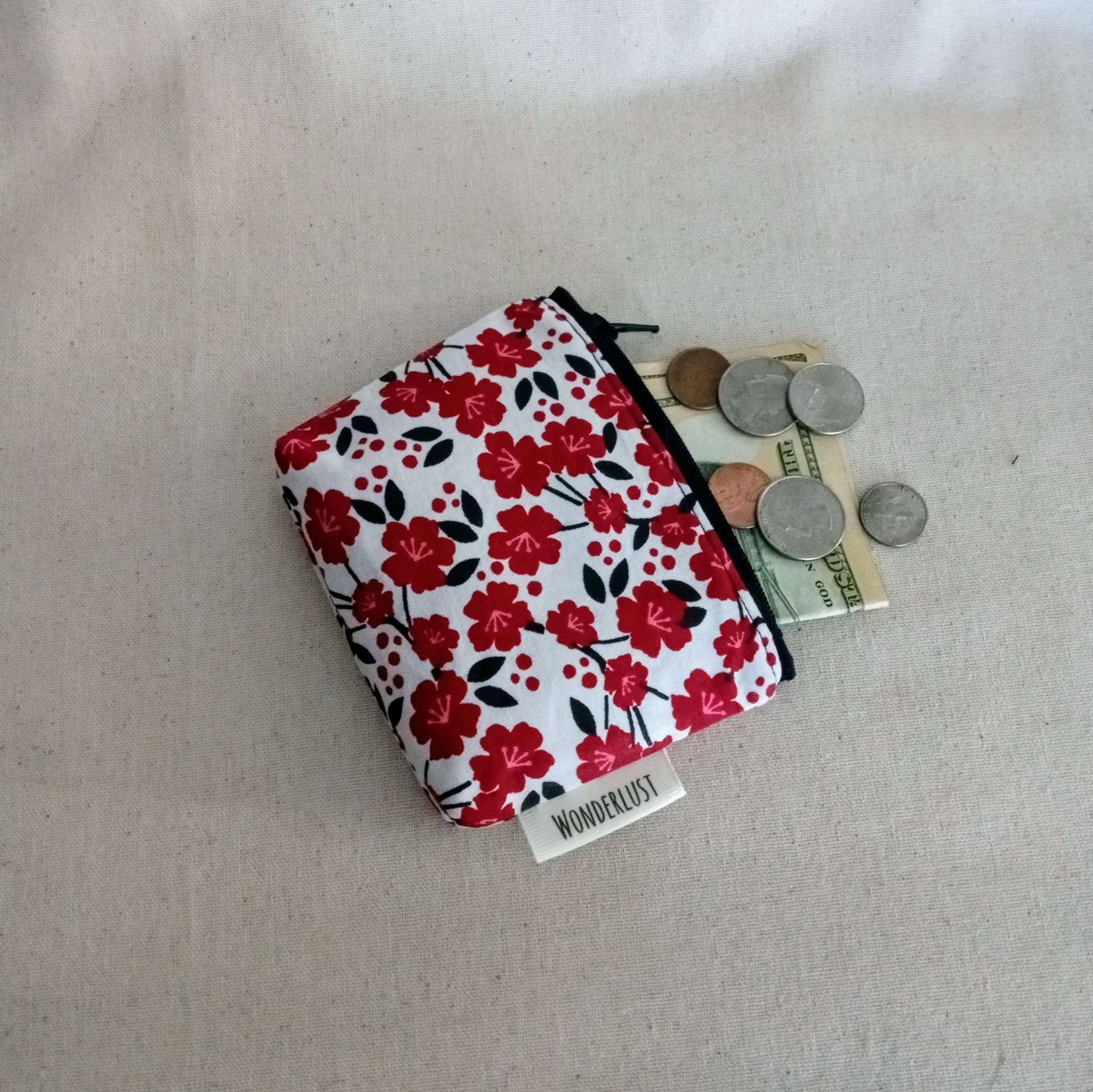 Red Flowers Coin Purse