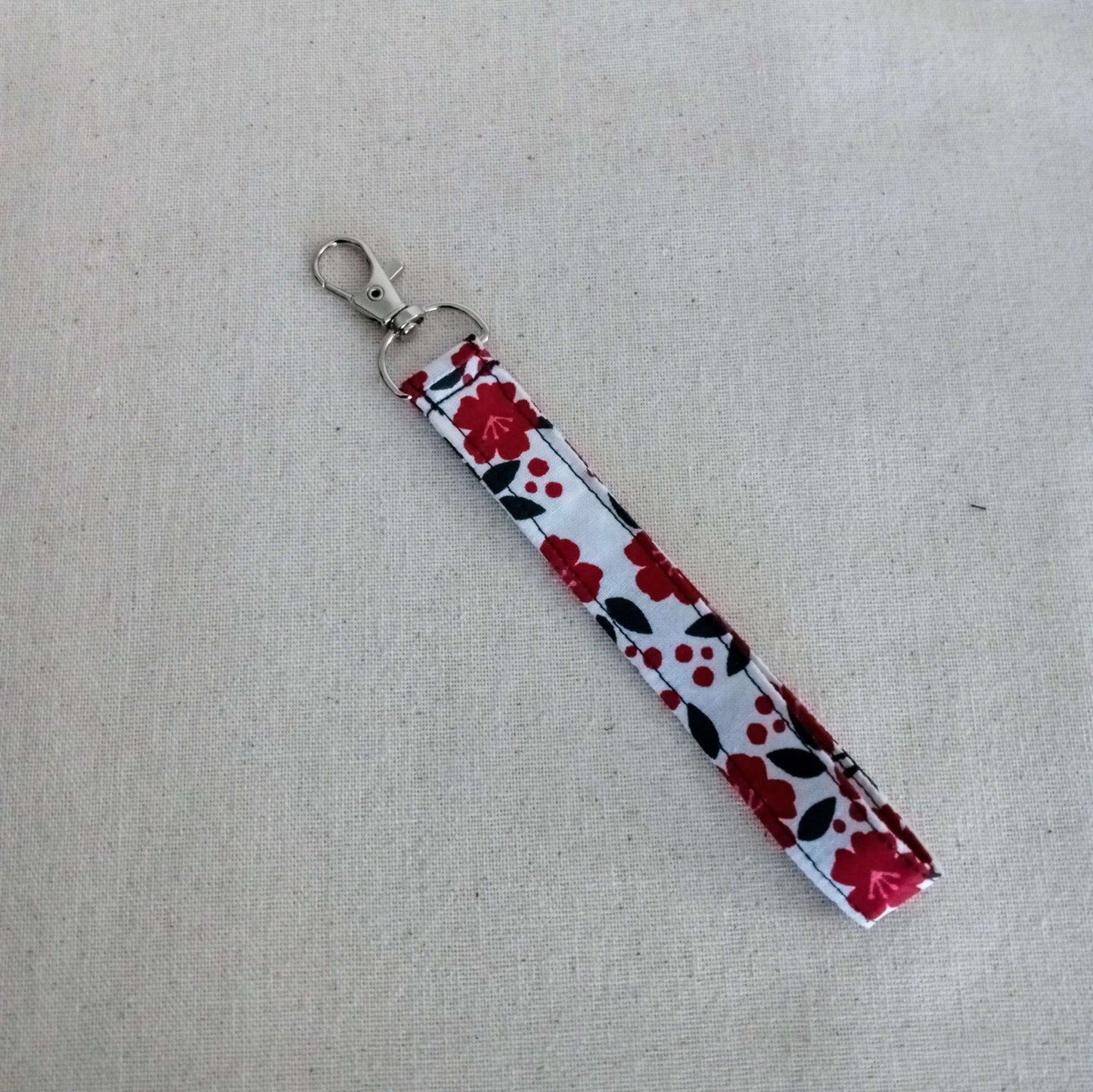 Red flowers Key Fob, Wristlet