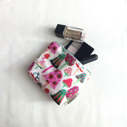 Pink Mushroom Mini Zip Pouch