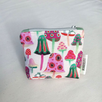 Pink Mushroom Mini Zip Pouch