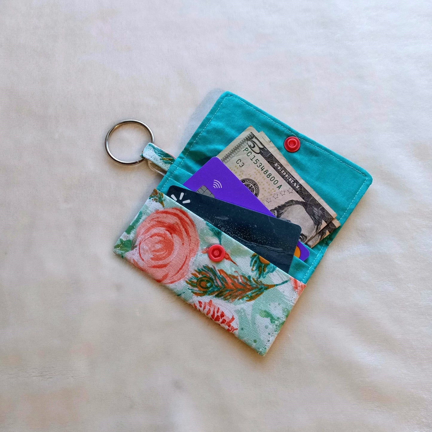 Peacock Roses Mini Wallet, Card Holder