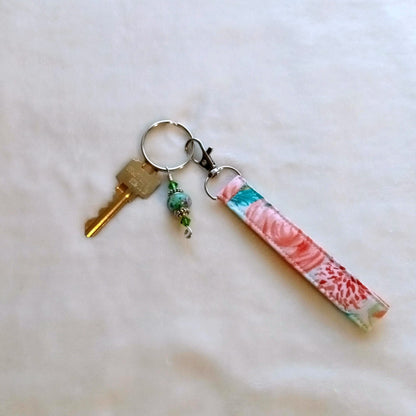 Peacock Roses Key Fob, Wristlet