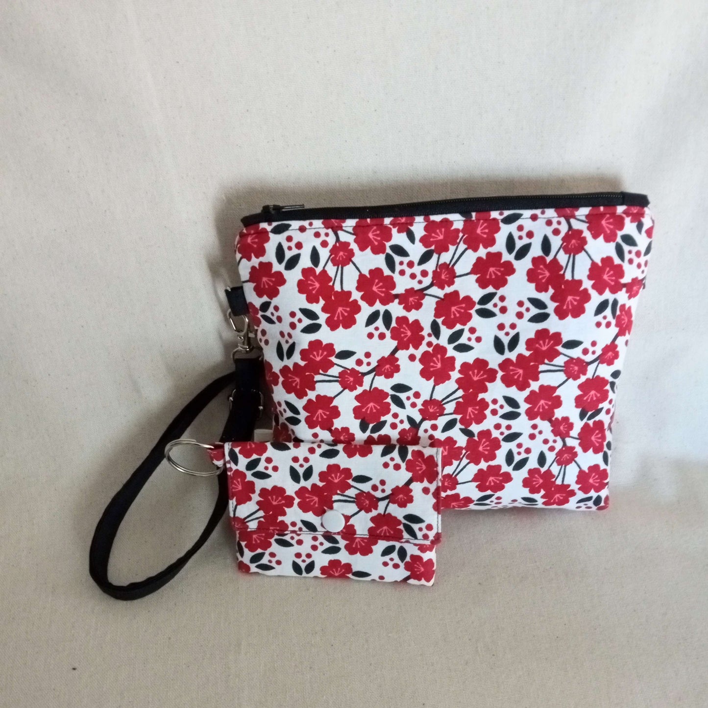 Red Flowers Mini Wallet, Card Holder