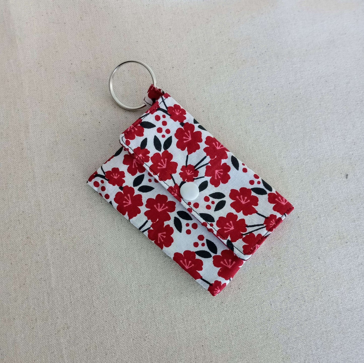 Red Flowers Mini Wallet, Card Holder