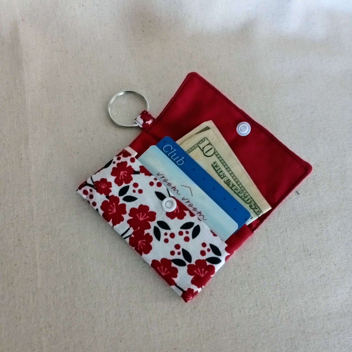 Red Flowers Mini Wallet, Card Holder