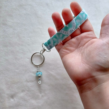 Spring Blue Key Fob, Wristlet