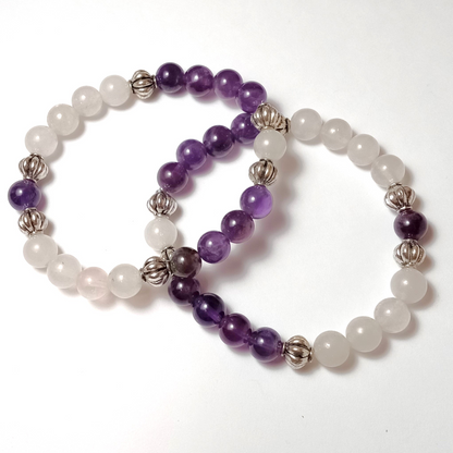 Amethyst and Quartz Gemstone Bracelet