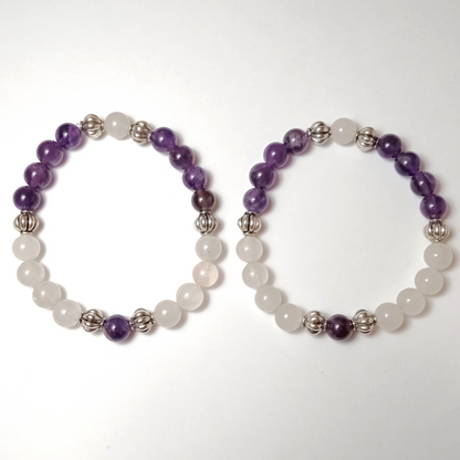 Amethyst and Quartz Gemstone Bracelet