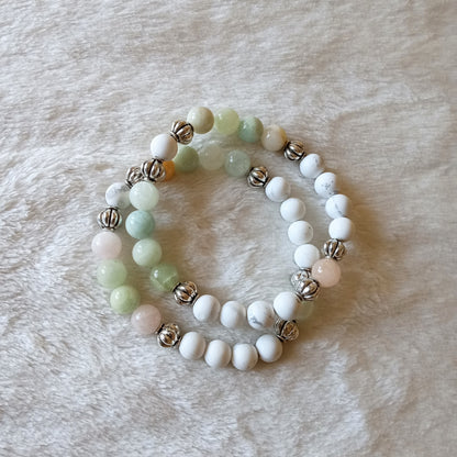 Morganite and Howlite Gemstone Bracelet