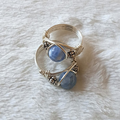 Blue-Lace Agate Wire Wrapped Ring