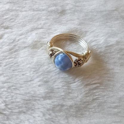 Blue-Lace Agate Wire Wrapped Ring