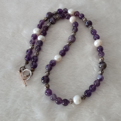 Amethyst and Fresh Water Pearl Necklace
