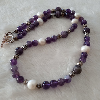 Amethyst and Fresh Water Pearl Necklace
