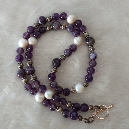 Amethyst and Fresh Water Pearl Necklace